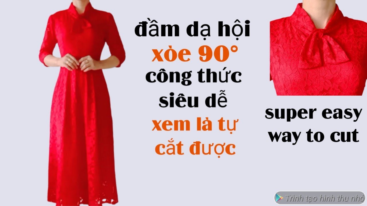 330✅: cách cắt đầm xòe 90° cổ nơ tay lỡ công thức siêu dễ xem là tự cắt được. Super easy way to cut