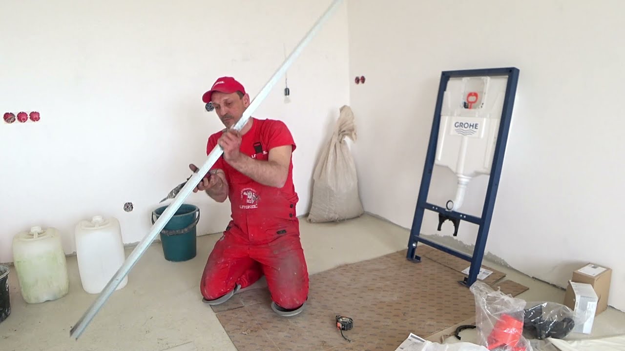 Установка инсталляции, весь процесс с коробом под плитку.