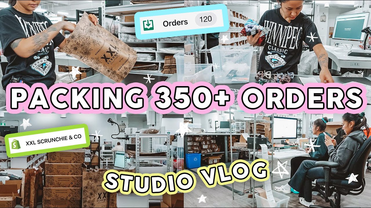 Studio Vlog #92 | PACKAGING ORDERS 📦 BLACK FRIDAY 350+ XXL Scrunchie Orders 🖤✨