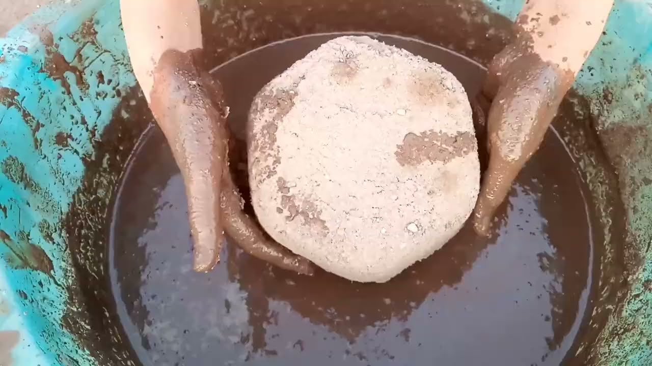 Wow💦Red messey hand 💯♥️Pure sand crumbling in lots of water +yummi paste play🤤💦💯♥️asmr mini libi