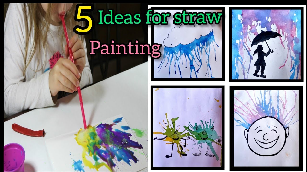Straw blow painting/ blow painting techniques with straw..