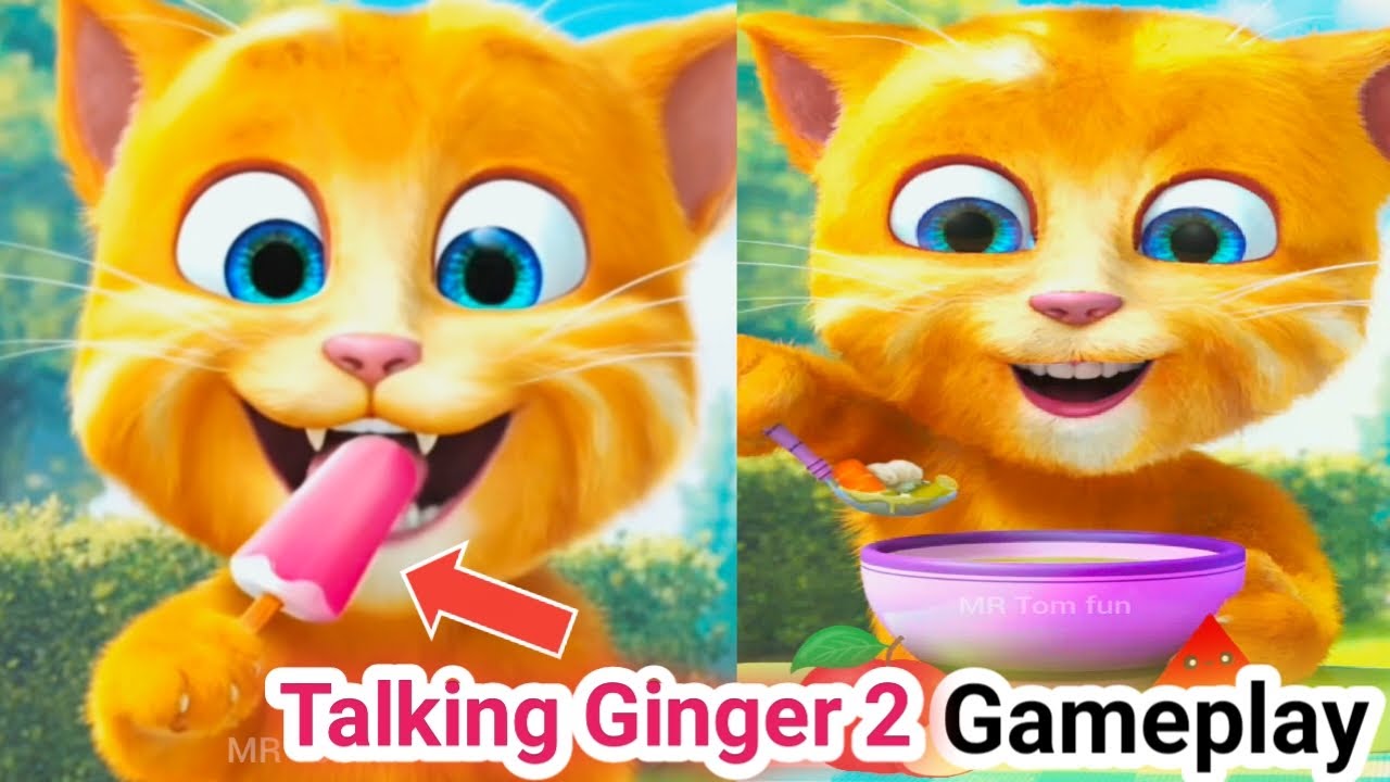 Talking Ginger 2 🍓🍎🍄 ALL NEW FOODS CHALLENGE 🙀 Funny cat gameplay 