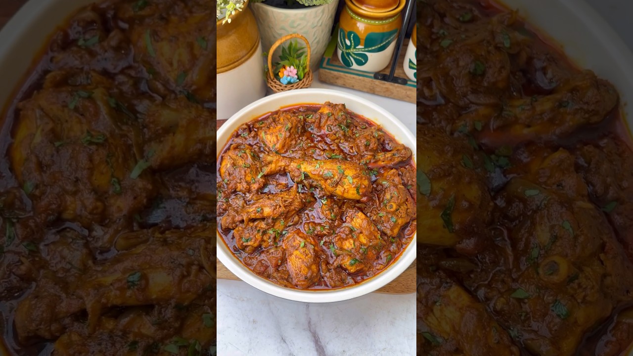 Dhaba Style Chicken Bhuna Masala😍 #shorts #chicken #viral #holirecipe