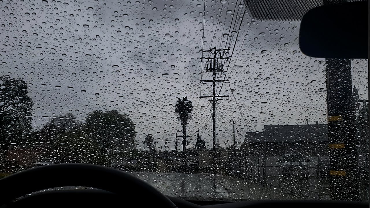Gentle light rain sound on car roof [dark screen in 1 minute] for sleep, relaxation