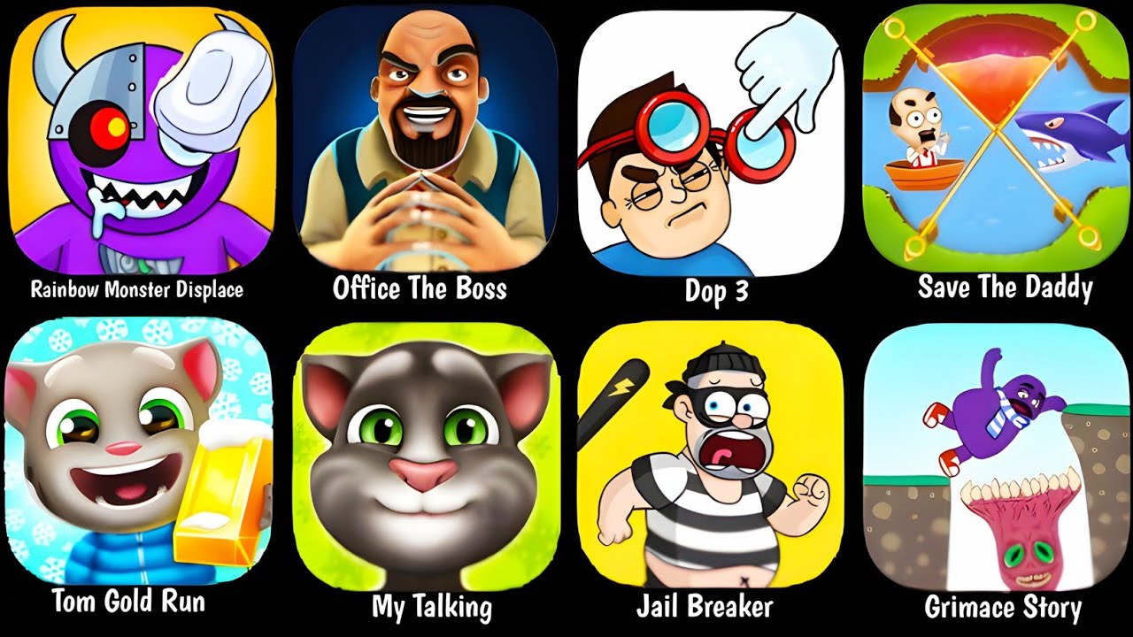 Rainbow Monster, Office The Boss, Dop 3, Save The Daddy, Tom Gold Run, My Talking Tom