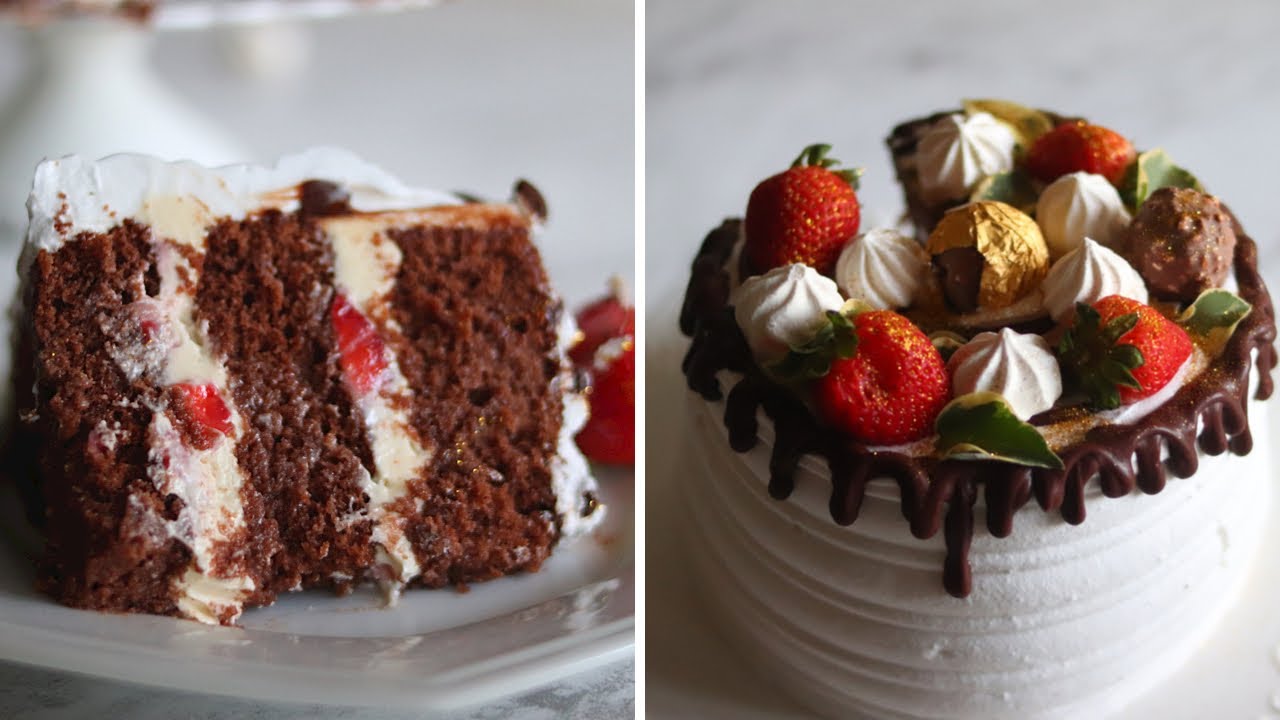 Bolo de Chocolate com Creme Branco e Morango - DICA DE NATAL!