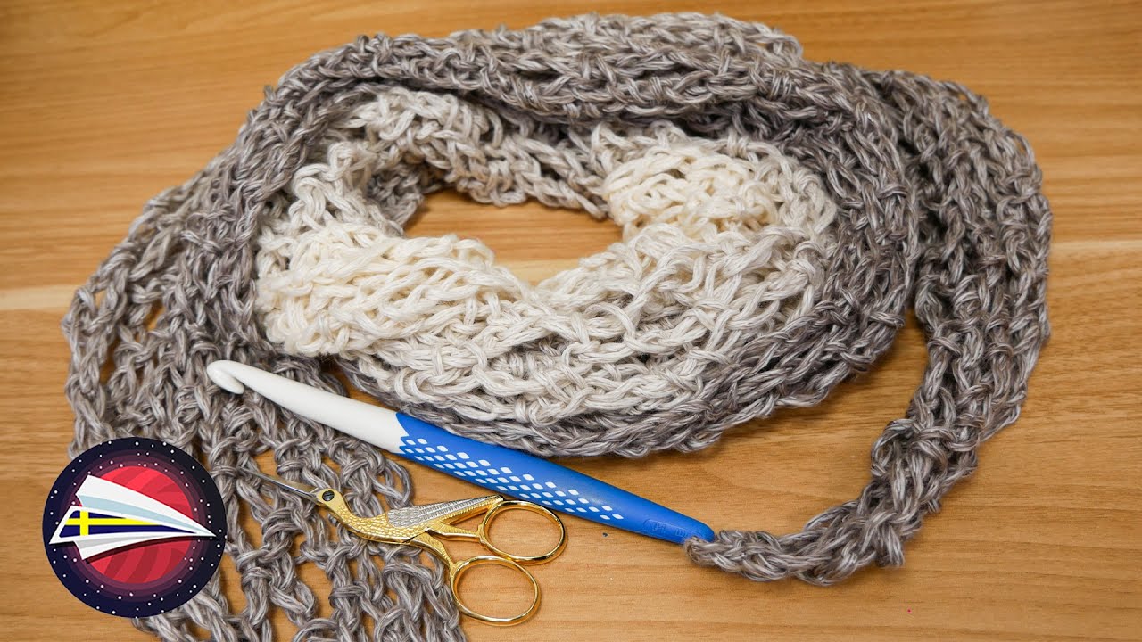 Virka en sommarsjal i v&auml;rldens enklaste m&ouml;nster! | DIY Virkning