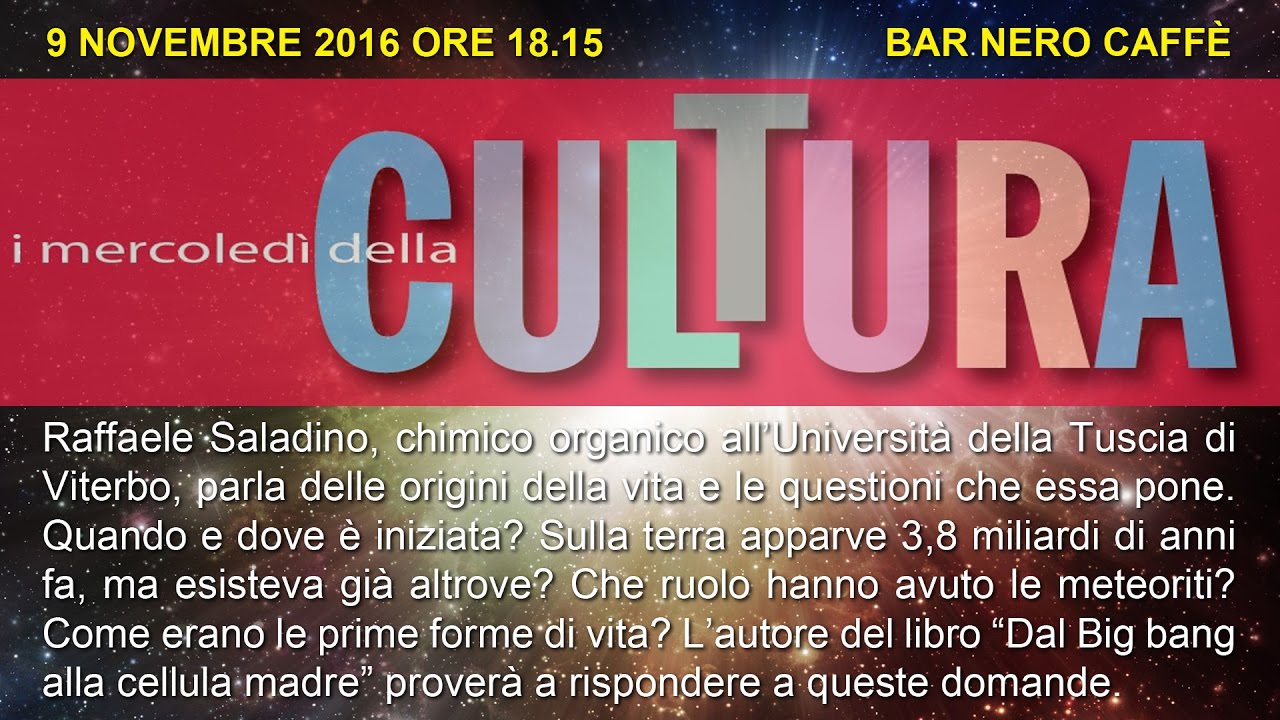 Il mistero della prima cellula spiegato da Raffaele Saladino - 9 novembre 2016