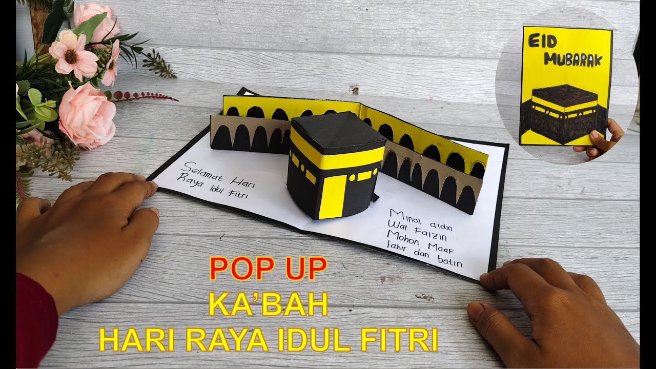 Cara Membuat Kartu Ucapan POP UP Ka'bah - Eid Mubarak Greeting Card - EID Mubarak Card
