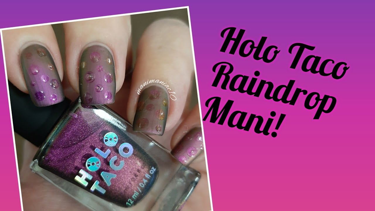 Raindrop Nails With Holo Taco Cats' Evasion!!