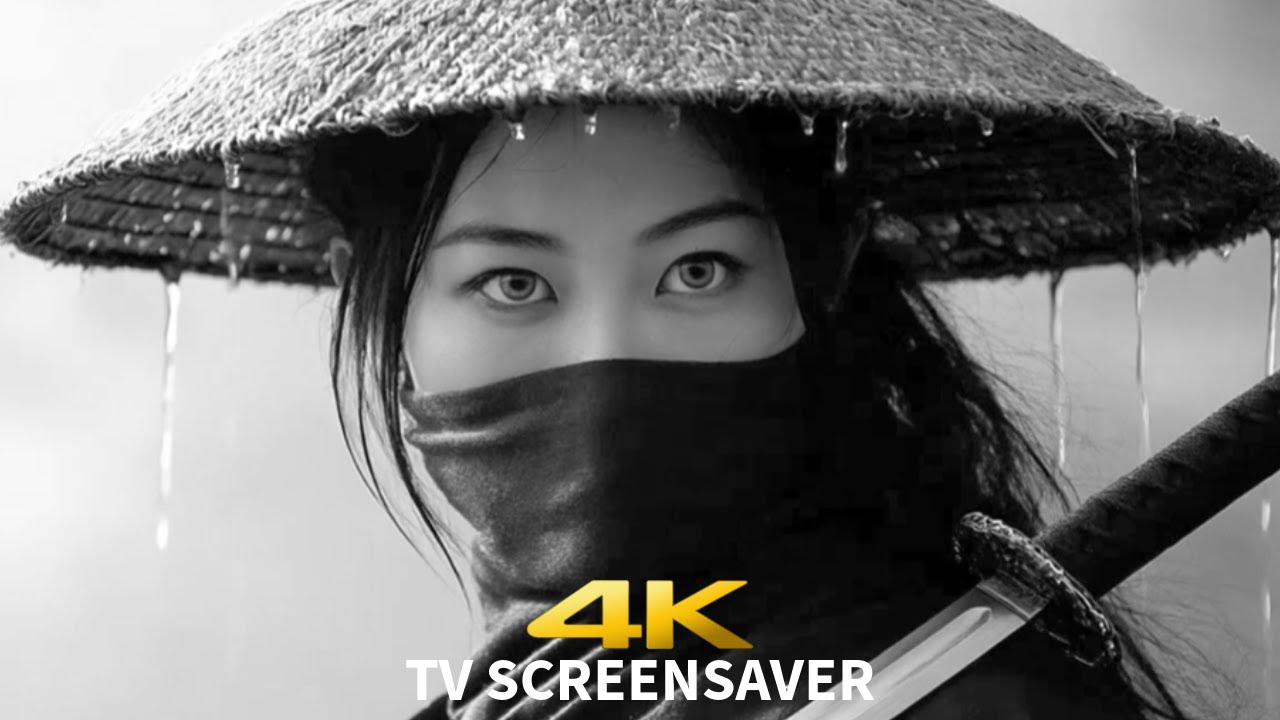Samurai Girl Staring At You | 4K Anime Live Wallpaper & Screensaver - 1 Hour Loop