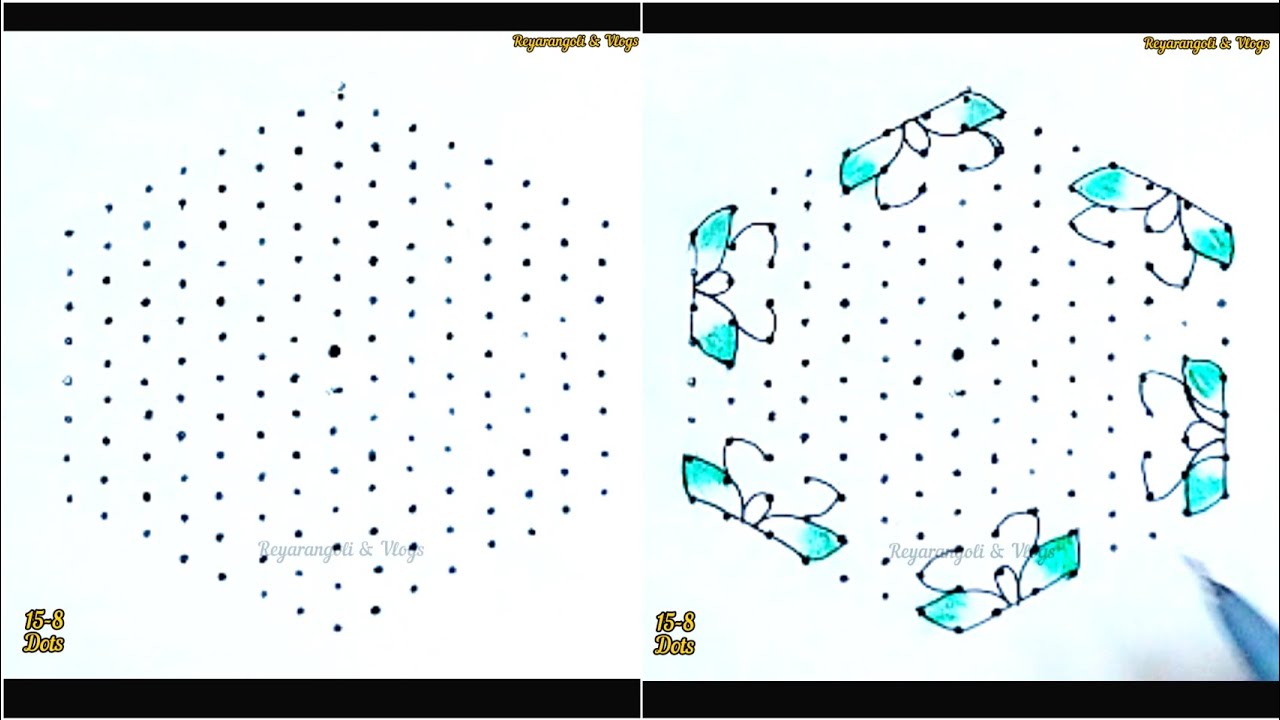 15-8 Dots today's new trending special muggu 🌷 Easykolams 🌷 Easyrangoli @Reyarangoli 