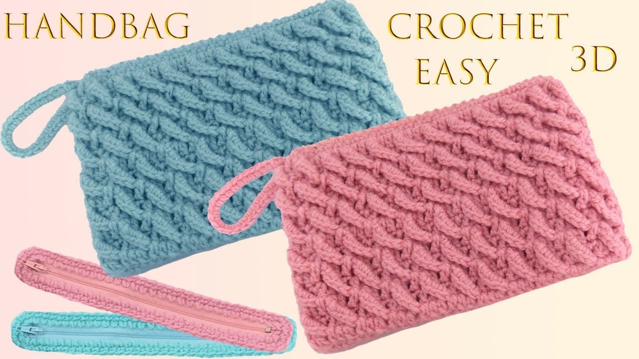 Bolso a Crochet paso a paso Punto 3D de argollas Horizontales trenzadas tejido tallermanualperu