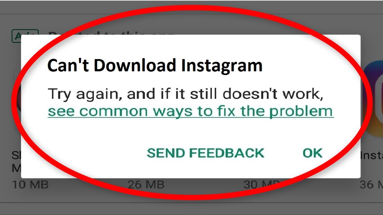 Fix Can't Download Instagram Error On Google Playstore Android & Ios || Fix Can't Download App Error