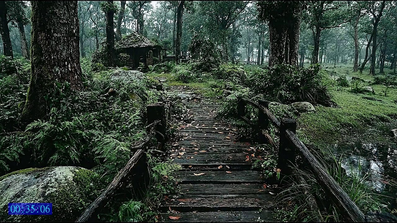 Relaxing Piano and Rain Atmosphere for Sleeping Without Sudden Changes or Distractions