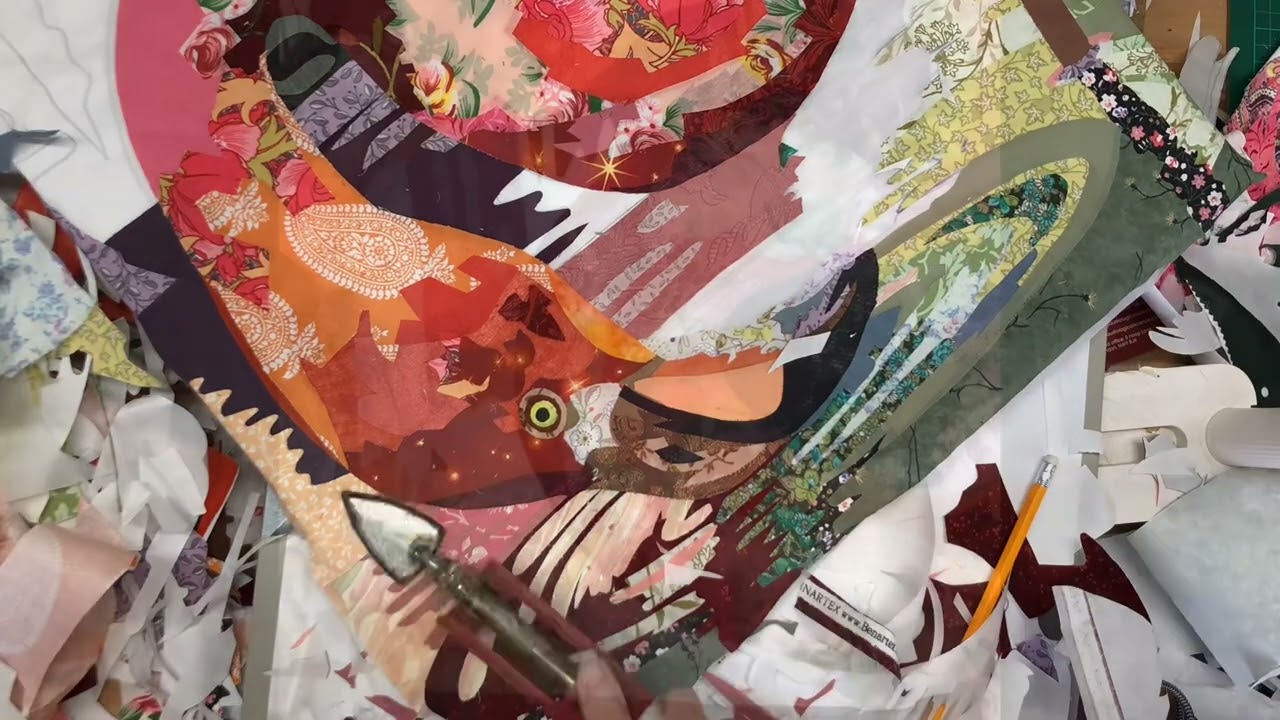 Fabric Collage Patterns - Flamingo.