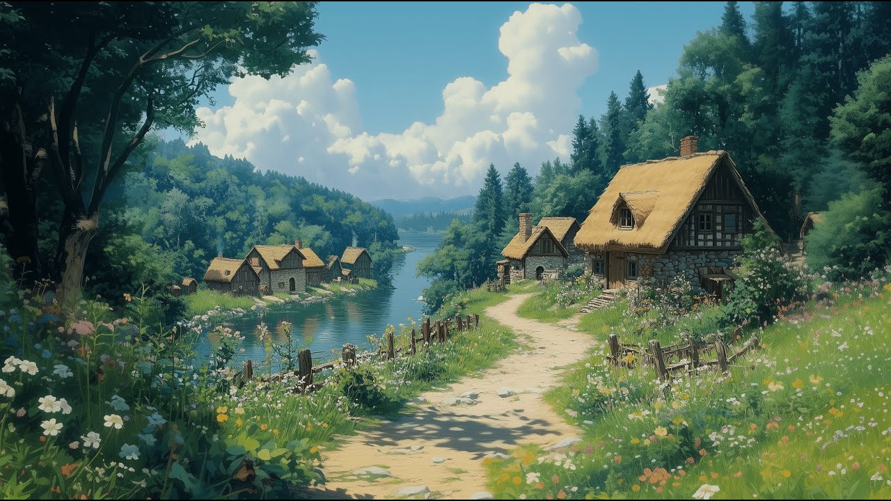 Peaceful Life in a Medieval Village - Cozy Ambient Music & Nature🌻