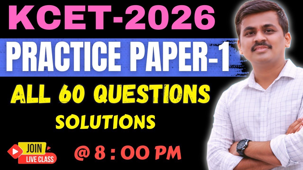 KCET 2026 MATHEMATICS PRACTICE PAPER 1 COMPLETE 60 QUESTIONS SOLUTIONS