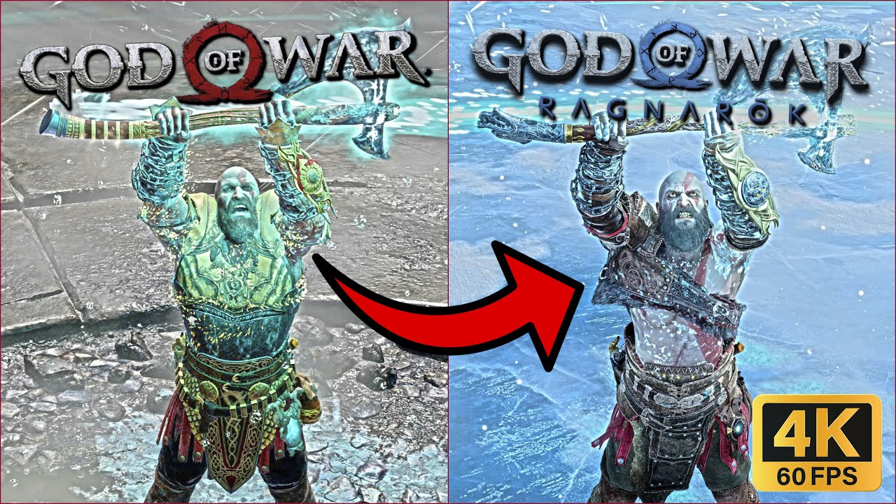 Comparaci&oacute;n de ataques r&uacute;nicos de God of War 2018 en God of War: Ragnarok