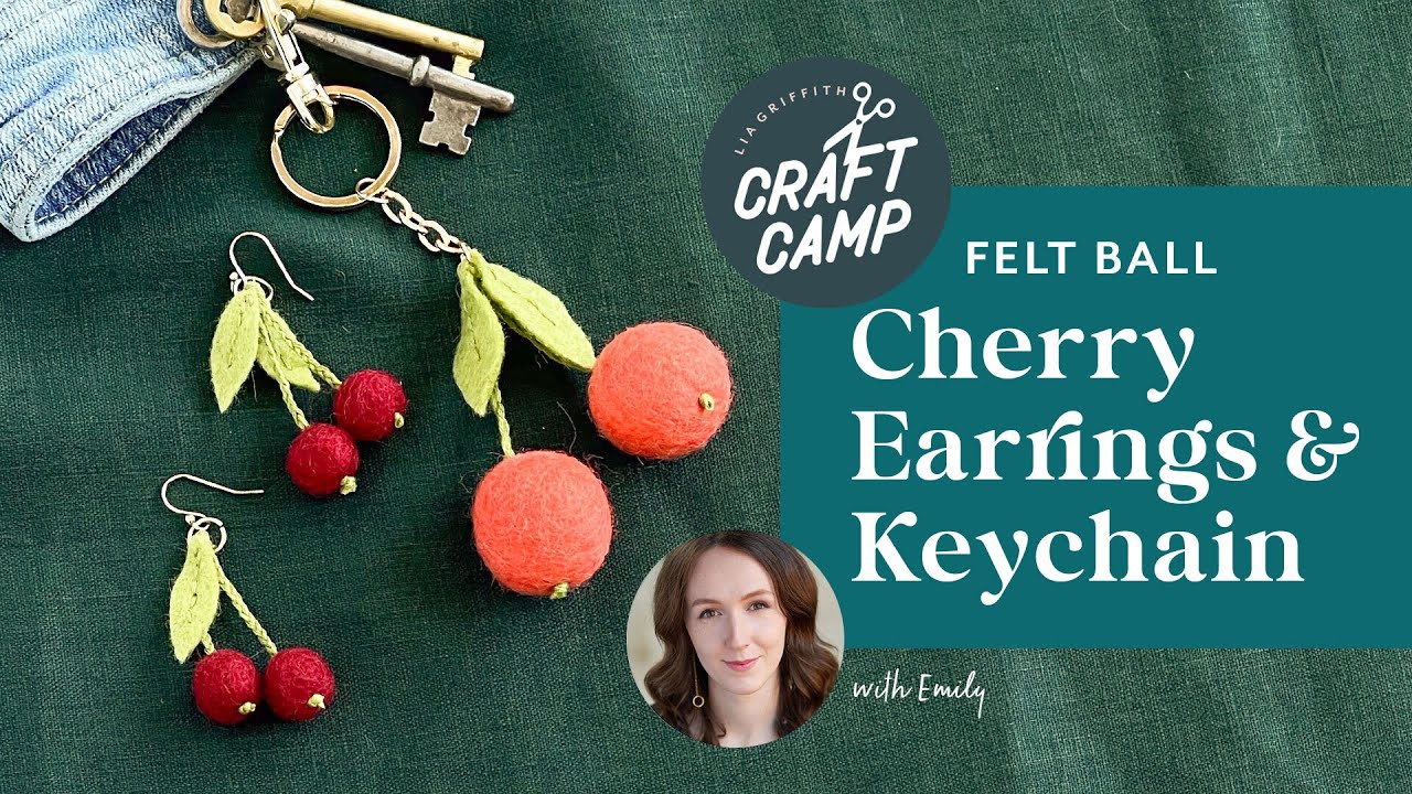 How to Make Felt Ball Cherry Keychain & Earrings 🍒