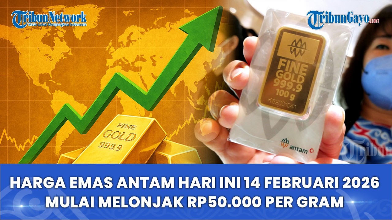 Harga Emas Antam Hari Ini 14 Februari 2026 Mulai Melonjak Rp50.000 per Gram