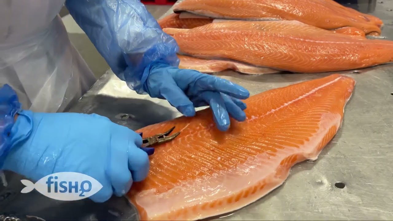 Производство филе лосося (трим A/B/C/D) от компании fish2o.ru
