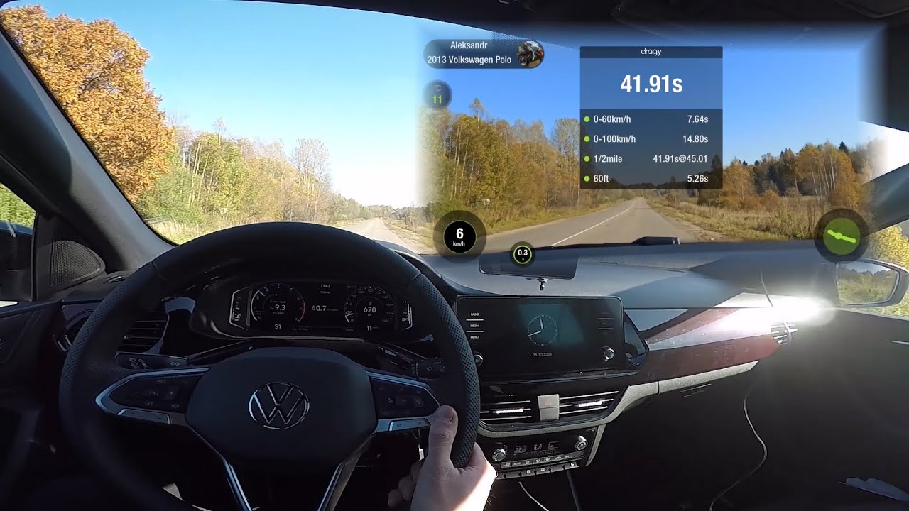 VW Polo 2021 Liftback, 1.6 АКПП замер разгона 0-100км/ч / Dragy
