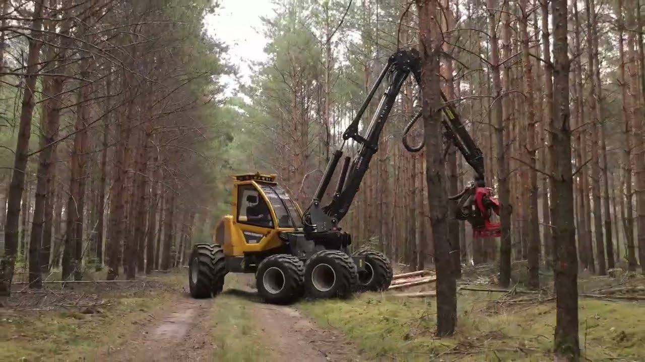 Perfekt f&uuml;r die Durchforstung: Sampo 6-Rad Harvester HR56 mit 10m Kran und SP 461LF Harvesterkopf