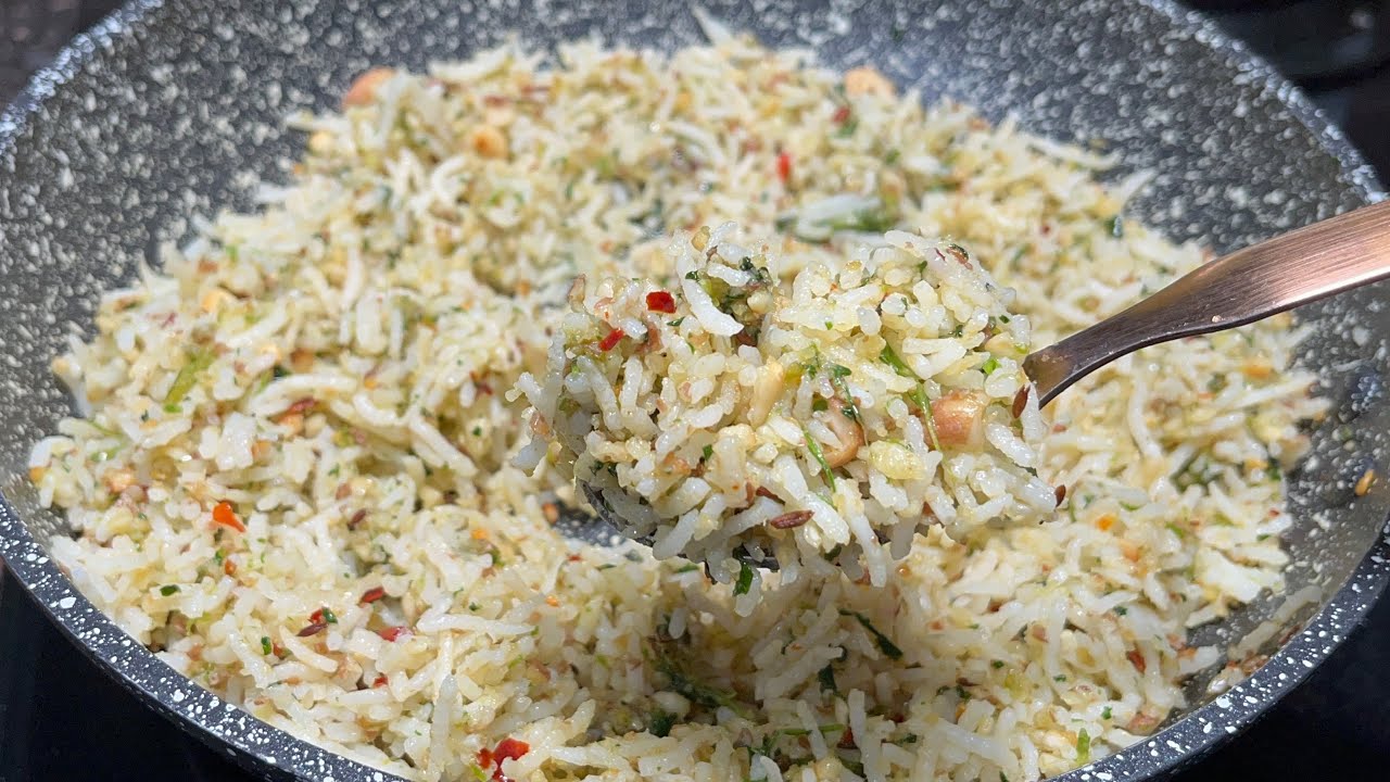 Spicy Peanut Garlic Rice Recipe | Quick Lunch Recipe | Easy Indian Rice Dish | Quick Lunch Box Idea