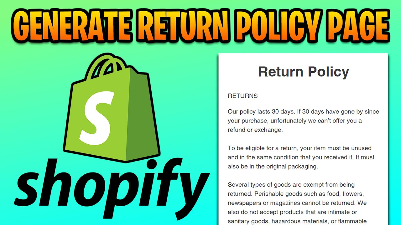 How to Generate a Return/Refund Policy for Shopify Online Store