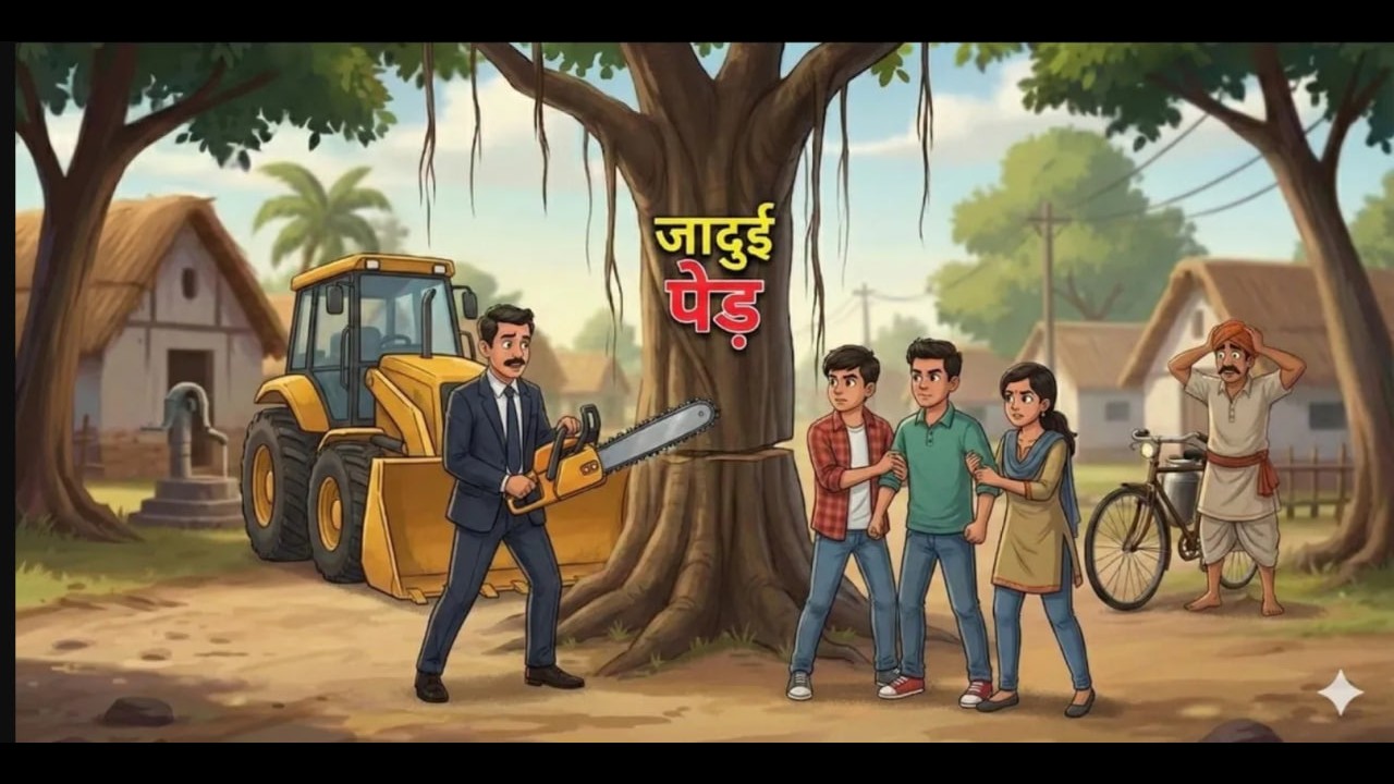 “बूढ़े बरगद का आखिरी रहस्य | बच्चों की बहादुरी और गाँव को बचाने वाली हिंदी कहानी”
