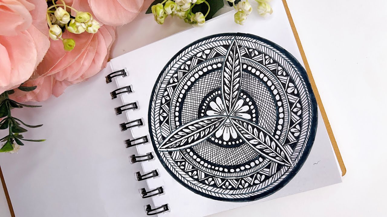 Beautiful Mandala Art Drawing | Black Ink Mandala Patterns | Relaxing Art Video