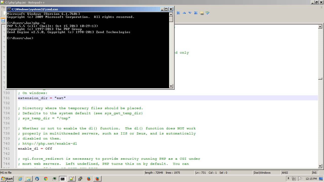 hvordan du installerer php 5.5 på Windows 7