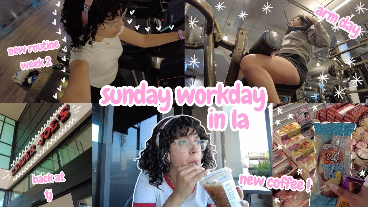 sunday workday in la: 6am-5pm, arm day at the gym, trying a new coffee, chit chat, room+hair updates