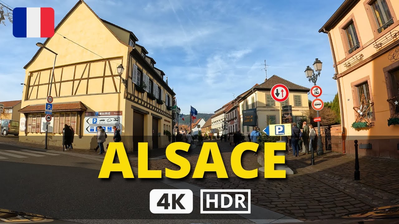🤯 Road Trip in ALSACE FRANCE - Driving in a Tesla Model Y from MITTELWIHR to EGUISHEIM (4k UHD) 🥰