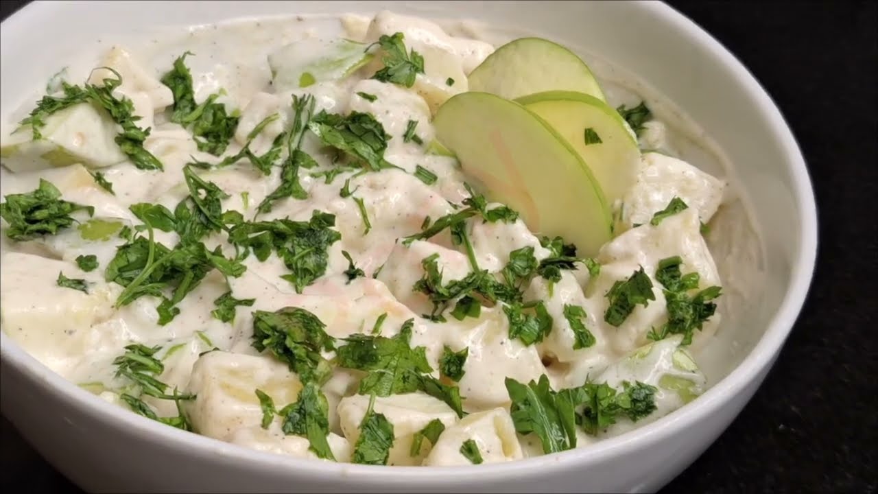 سلطة التفاح الاخضر بالمايونيز  _  Green apple & mayonnaise  salad.. wow