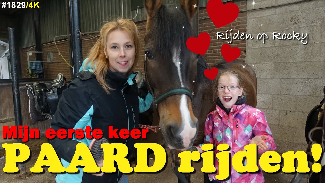 PAARD RIJDEN, mijn eerste keer op een PAARD. ROCKY is echt een PAARD en geen PONY #1829