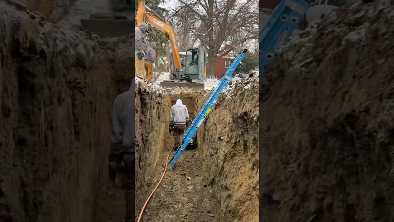 Water lines in the snow. #pipe #excavator #digging #case #water #trenching