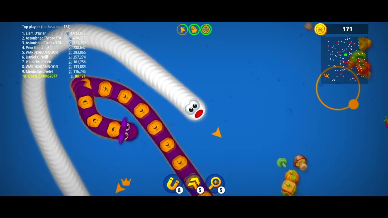 🐍WORMSZONE IO  GIANT SLITHER SNAKE TOP 01  Epic Worms Zone Best Gameplay! episode 128 gaming