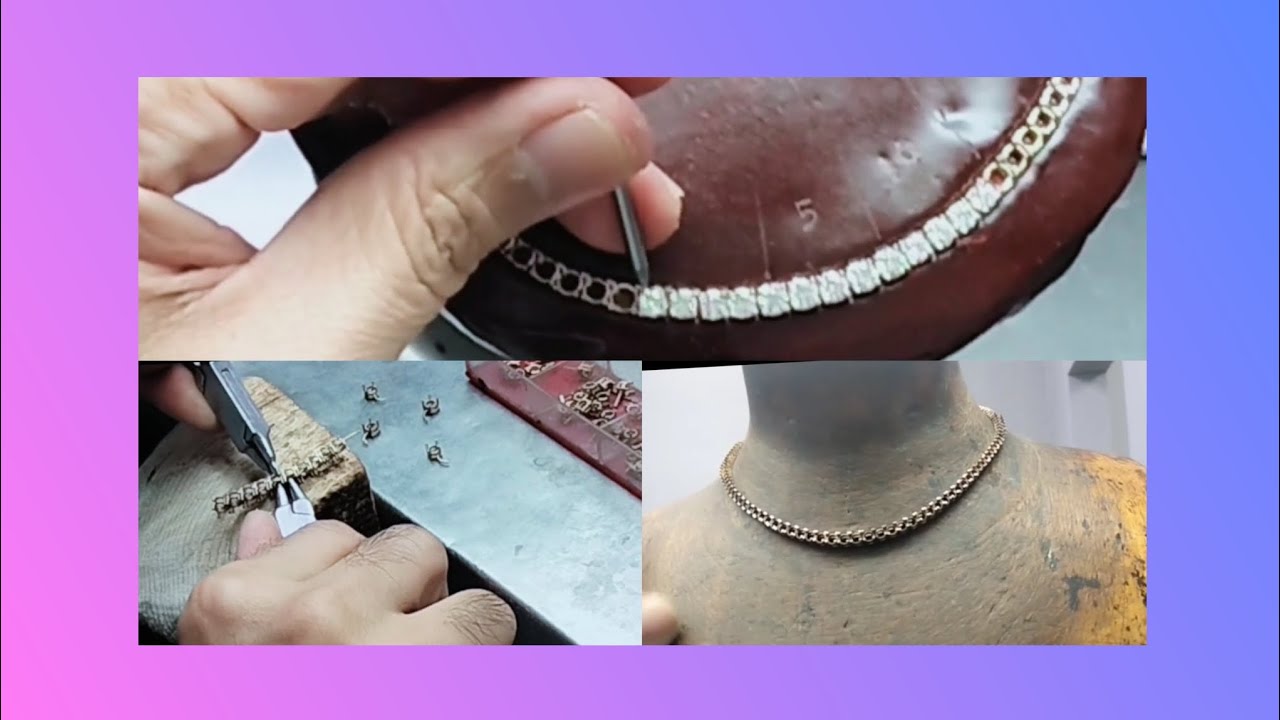 Making Tennis #necklace more than 12 carats round #diamond step by step