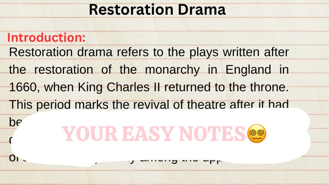 Restoration drama| BA English Honours | Your easy notes | easy explanation |