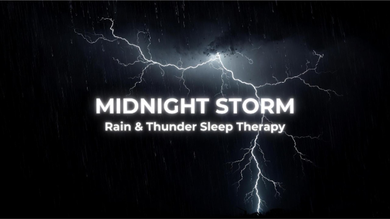 MIDNIGHT STORM ⚡ Dark Screen Thunder & Heavy Rain for Deep Sleep 3 Hours Black Screen Therapy