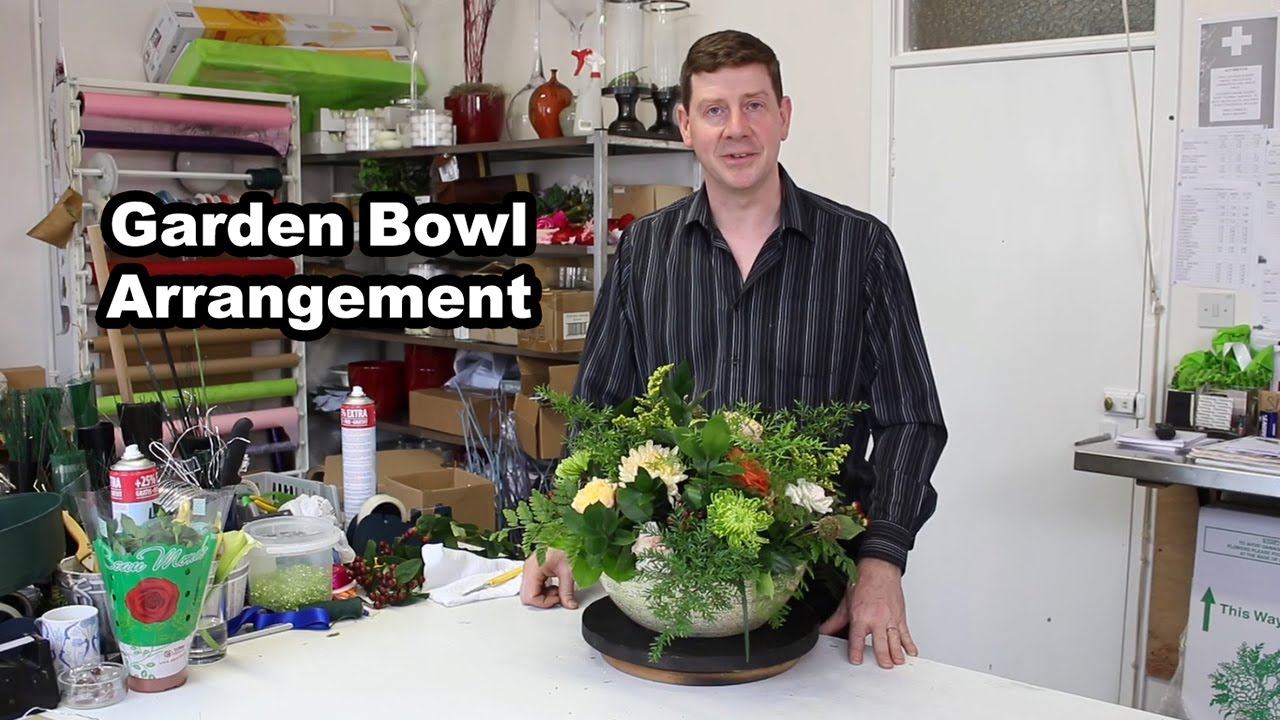 Garden Bowl Arrangement - Featuring Roses, Blooms, and Mixed Foliage -