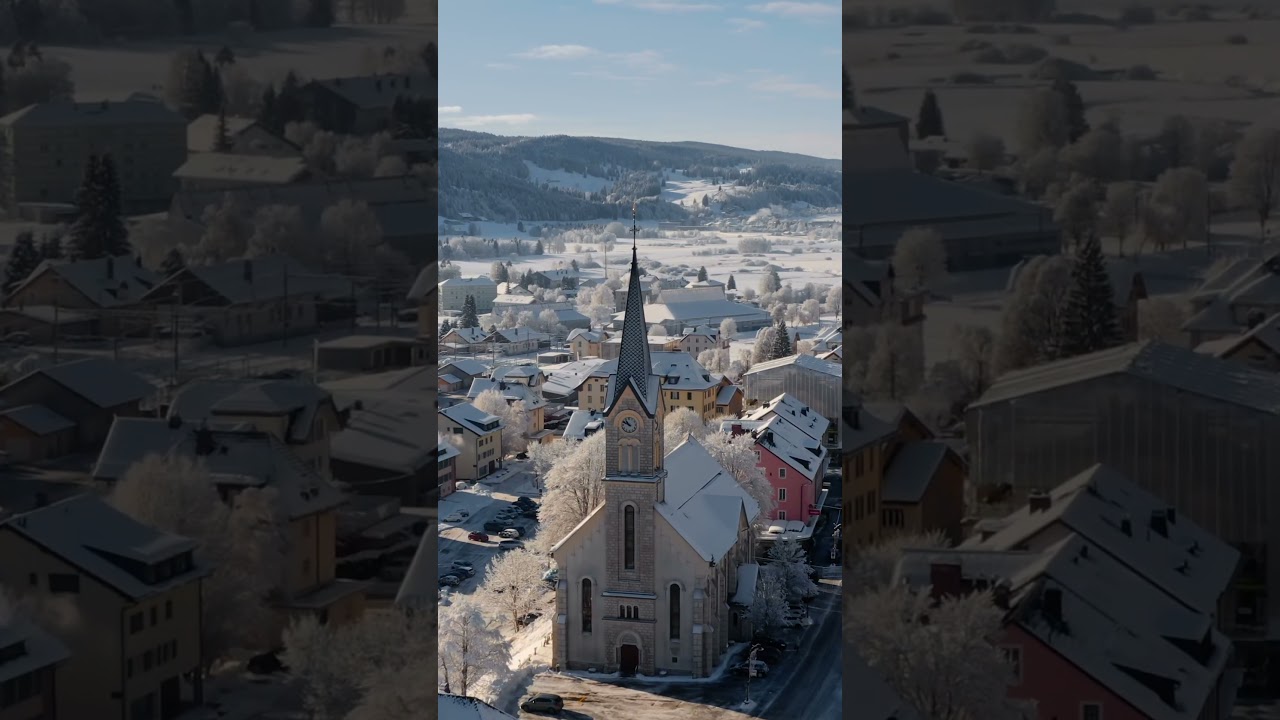 ❄️ PRISTINE Swiss Watchmaking Valley | Drone Over Winter Joux Switzerland 