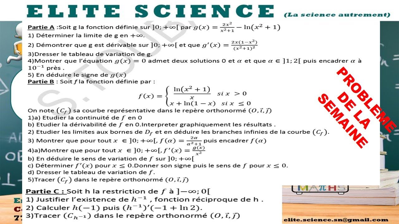 PROBLEME DE LA SEMAINE N° 7: fonction ln