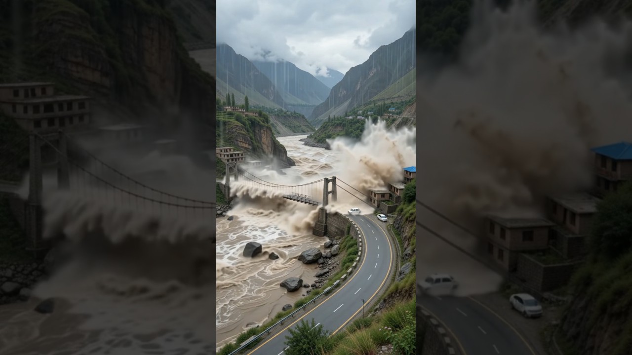 Sudden Glacier Burst Causes MEGA Flash Flood! 🏔️🌊 ​#Shorts​#FlashFlood​#VisualEffects​#CGIAnimation
