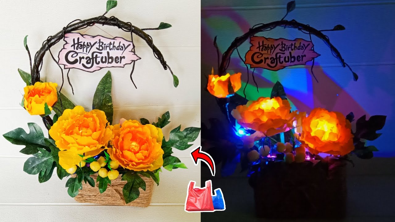 Lampu Hias bunga Peony || flowers lights Lamp making | lampu tidur dari kresek