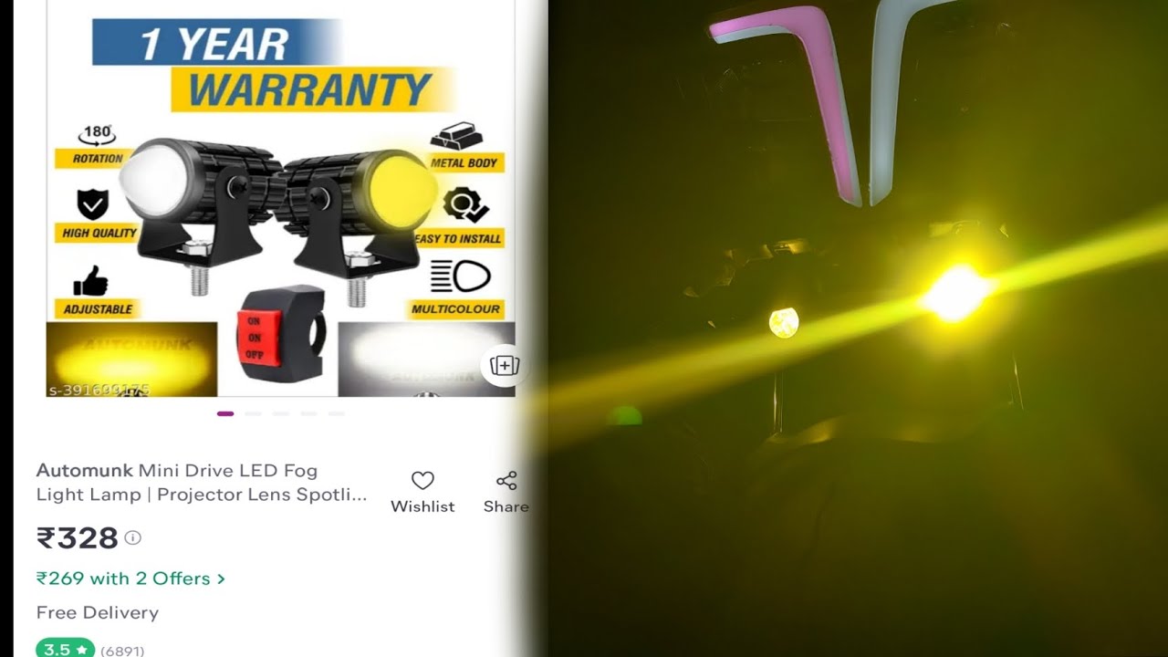 Automunk Mini Drive LED Fog Light Lamp | Projector Lens Spotlight | Unboxing video 💥