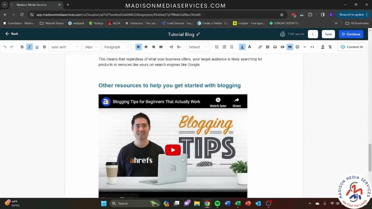 Madison Media Services - OneTrack CRM - Blogs and Content AI