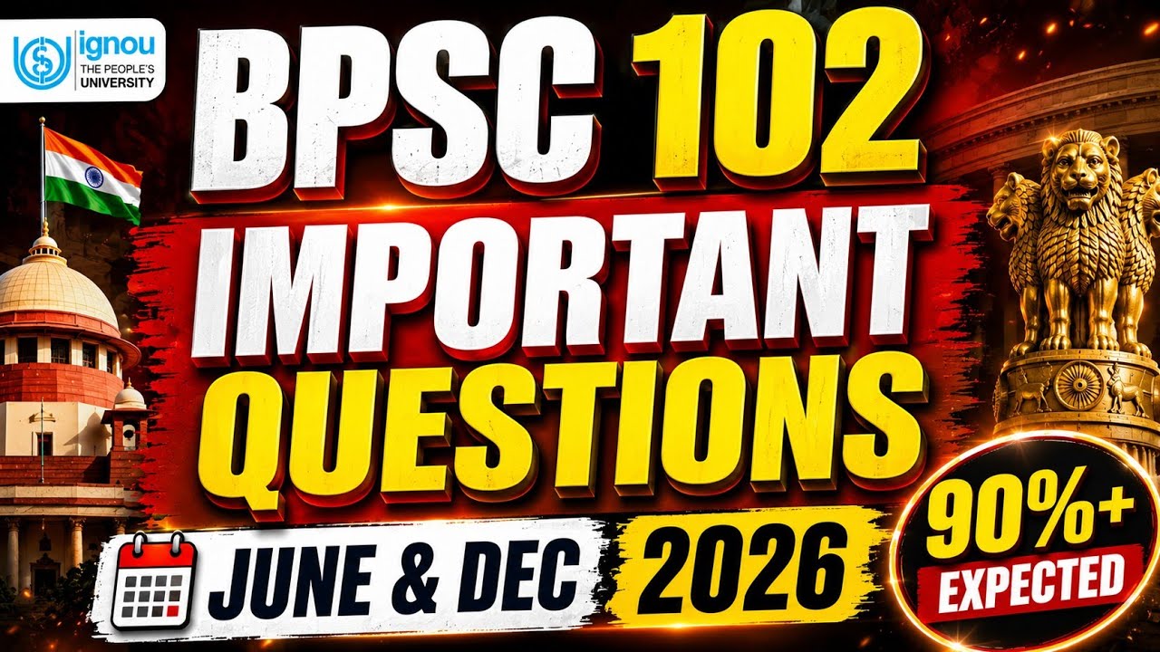 IGNOU BPSC 102 Important Questions 2026 | 15 Most Expected Questions | June & December Exam #ignou 